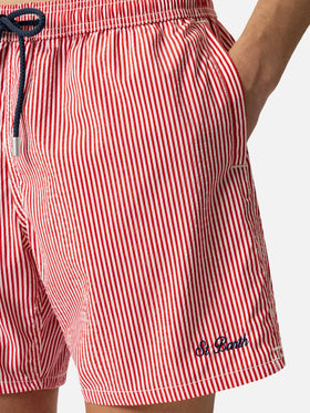 Seersucker red striped classic light swim shorts Patmos - MC2 Saint Barth