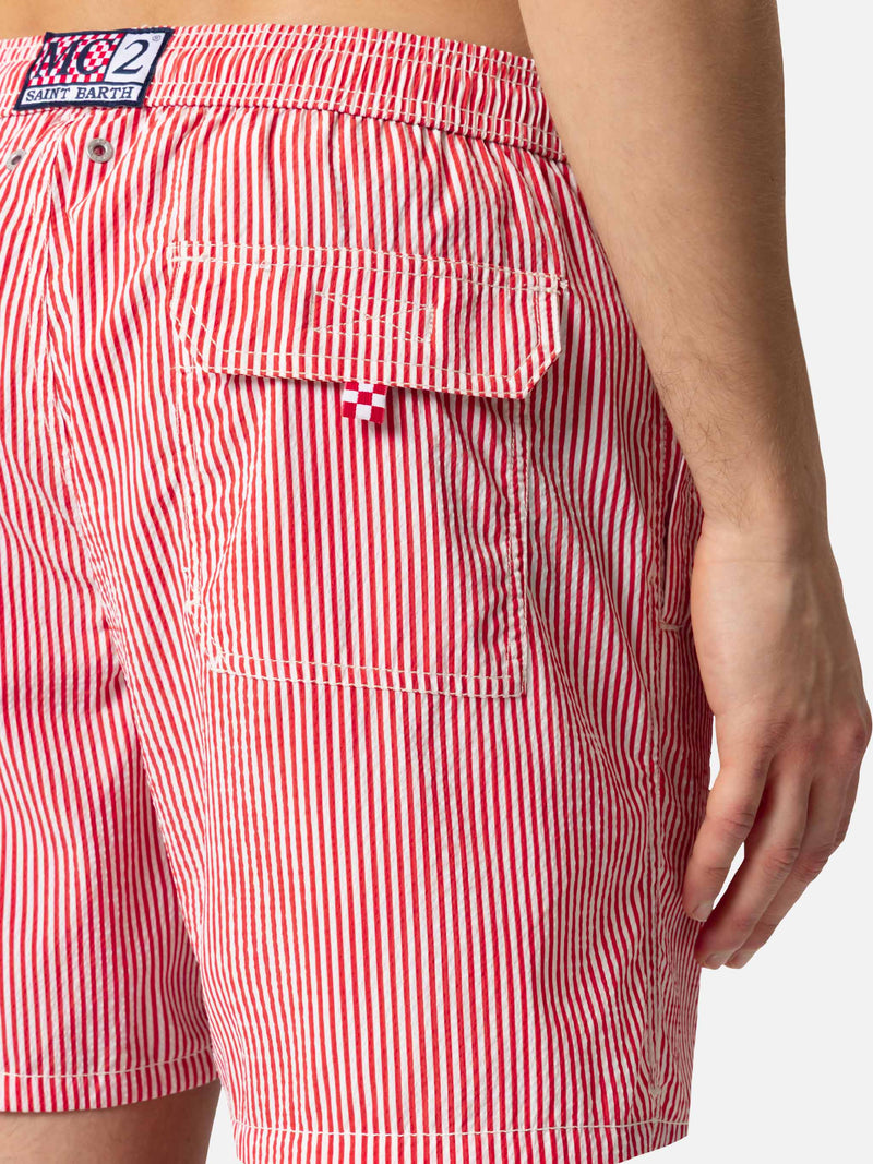 Seersucker red striped swim shorts Patmos