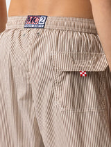 Seersucker beige striped swim shorts Patmos