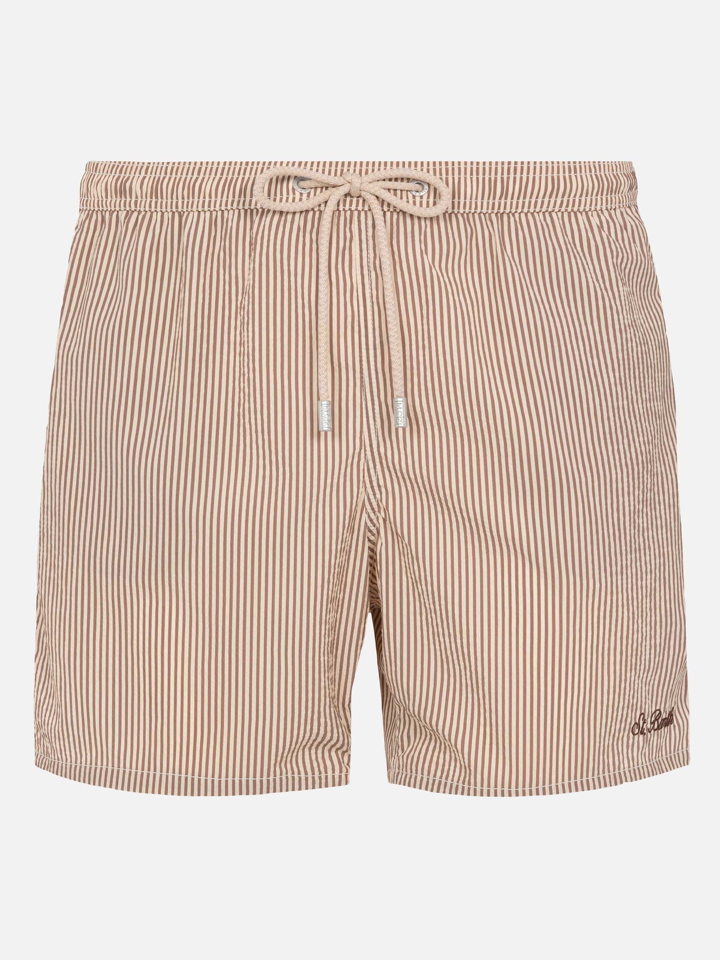 Costume classico leggero Patmos in seersucker a righe beige