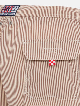 Costume classico leggero Patmos in seersucker a righe beige