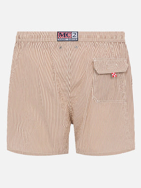 Costume classico leggero Patmos in seersucker a righe beige