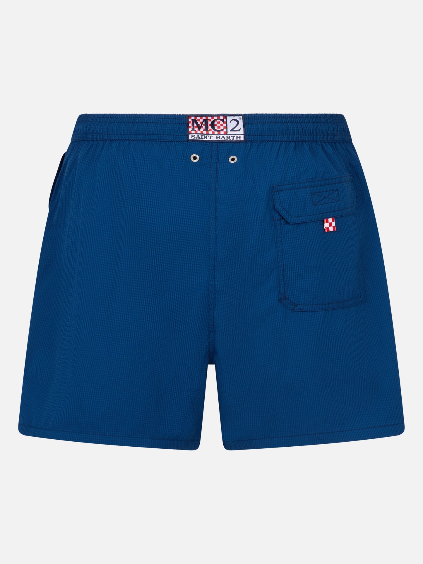 Patmos marineblaue Seersucker-Badeshorts