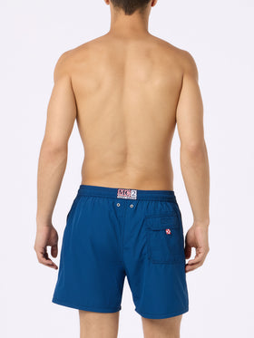 Patmos marineblaue Seersucker-Badeshorts