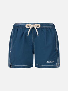 Marineblaue mittellange Badeshorts für Jungen Patmos Jr