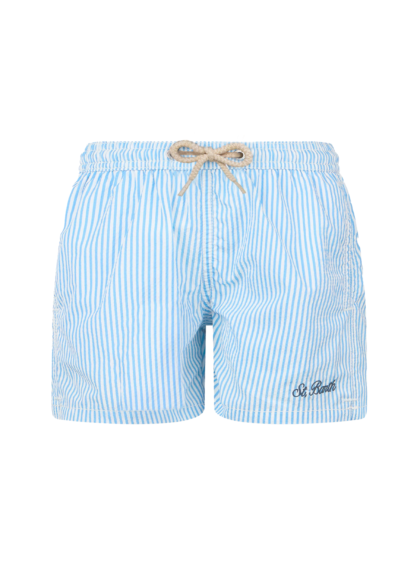 Patmos Jr seersucker striped mid-length swim shorts