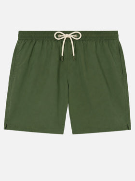 Short de bain mi-long vert militaire vintage Patmos Used 