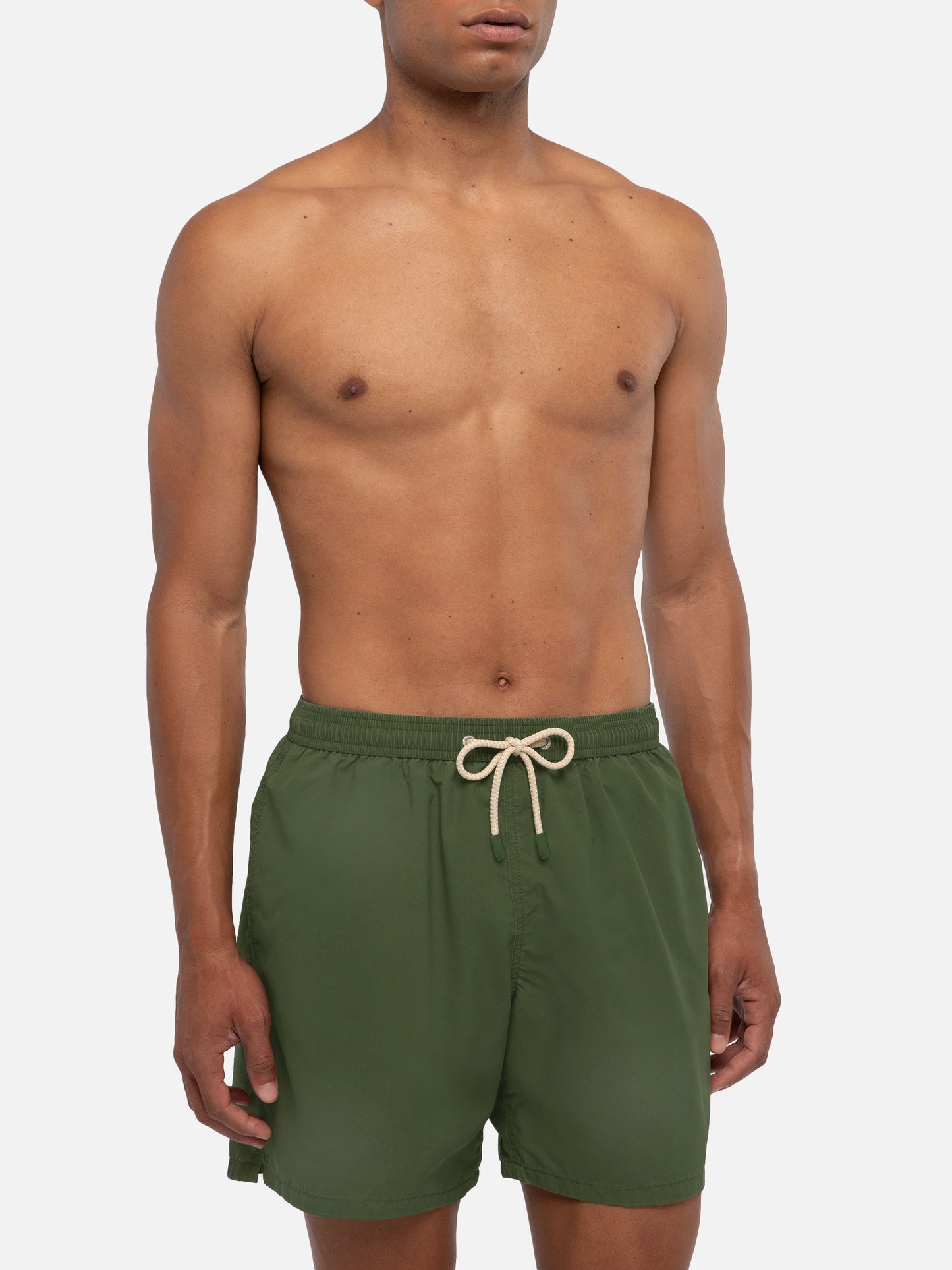 Bañador Patmos en verde militar con efecto desgastado y bordado del logo 