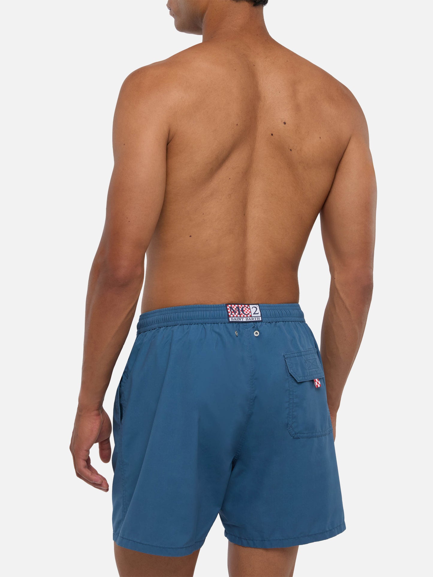 Patmos Badeshorts in Dusty mit Used-Effekt und Logo-Stickerei 