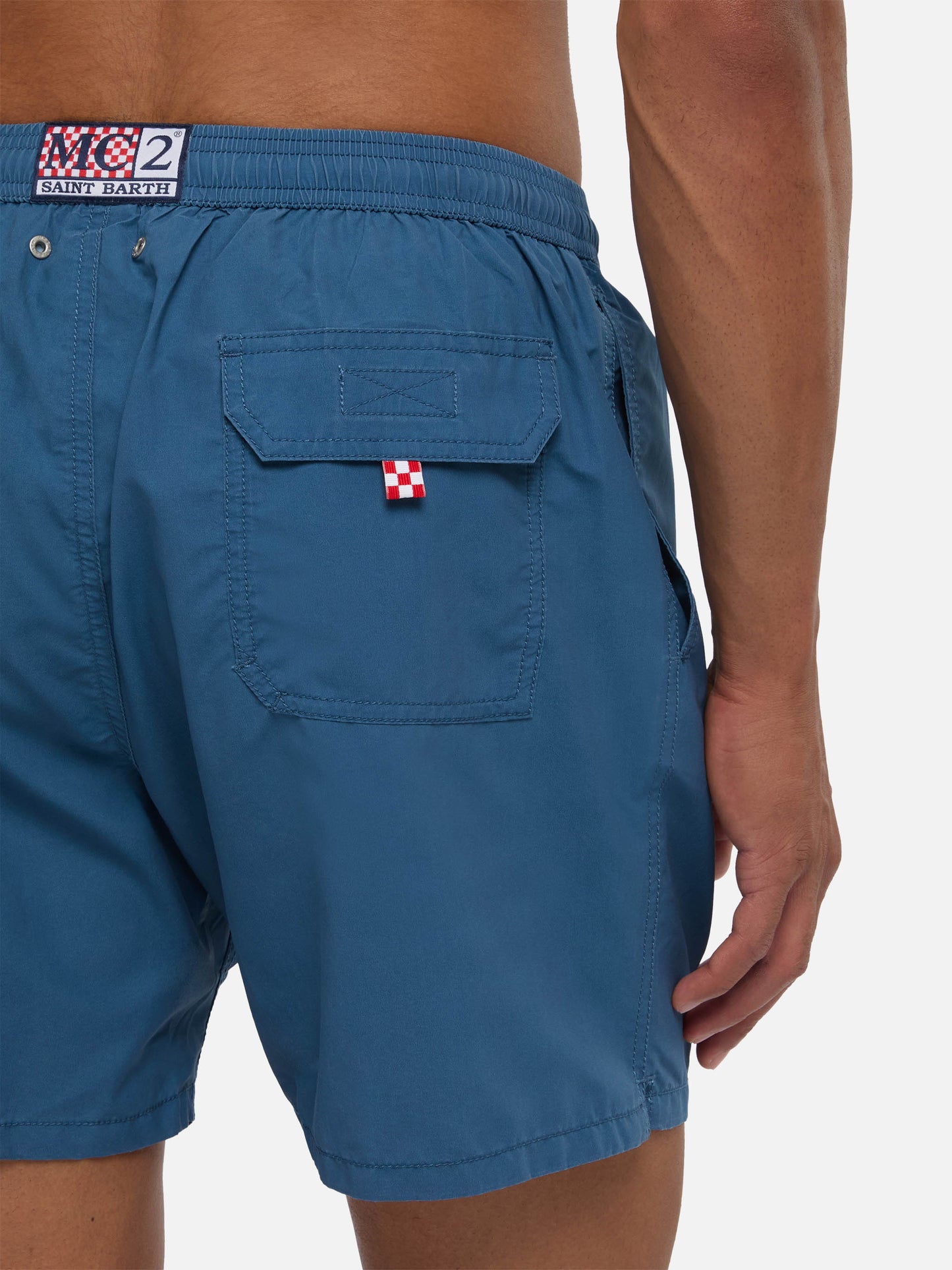 Patmos Badeshorts in Dusty mit Used-Effekt und Logo-Stickerei 