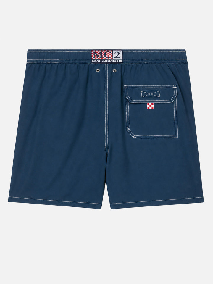 Marineblaue lange Badeshorts Patmos