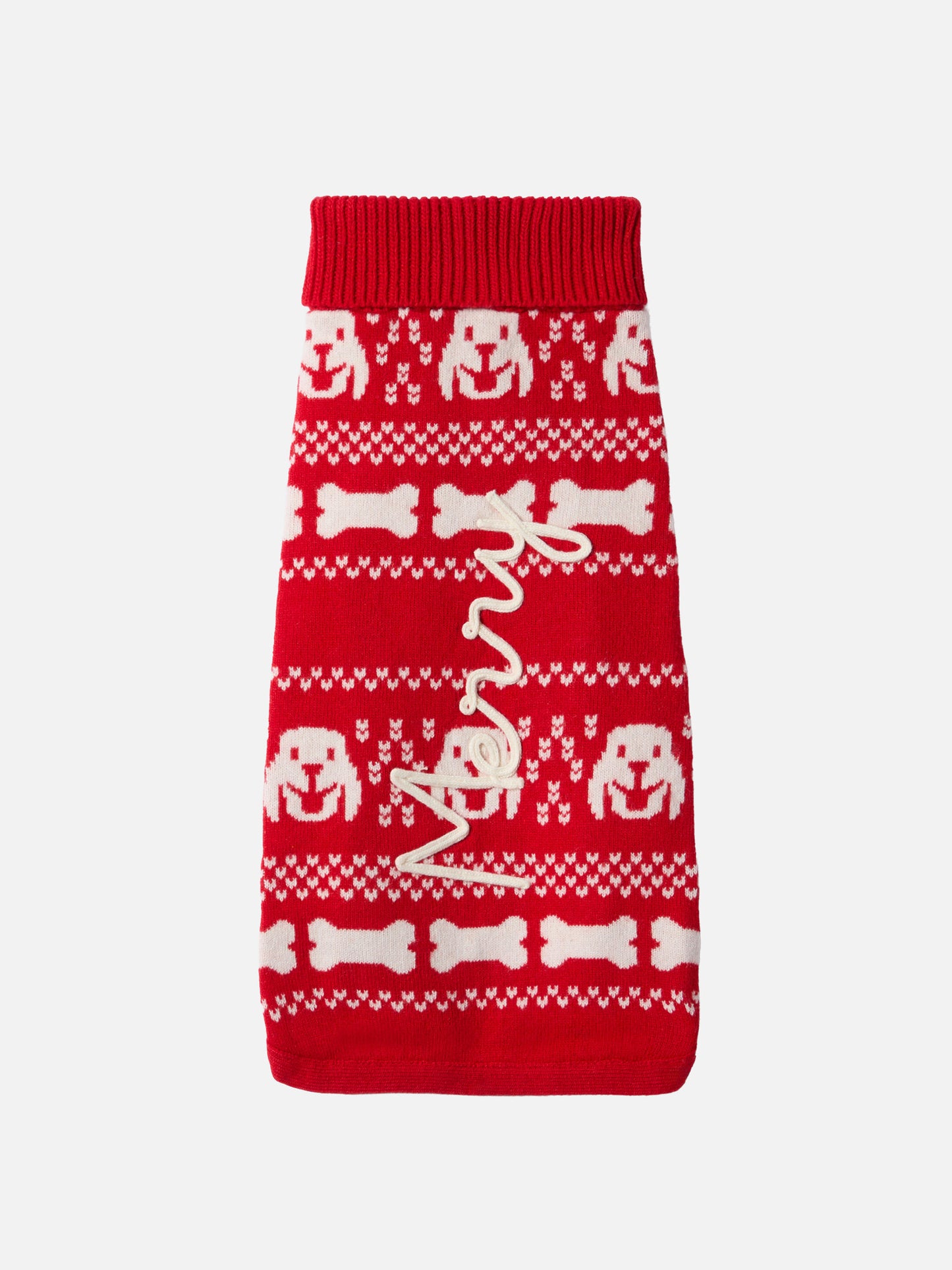 Dog sweater with  Merry embroidery