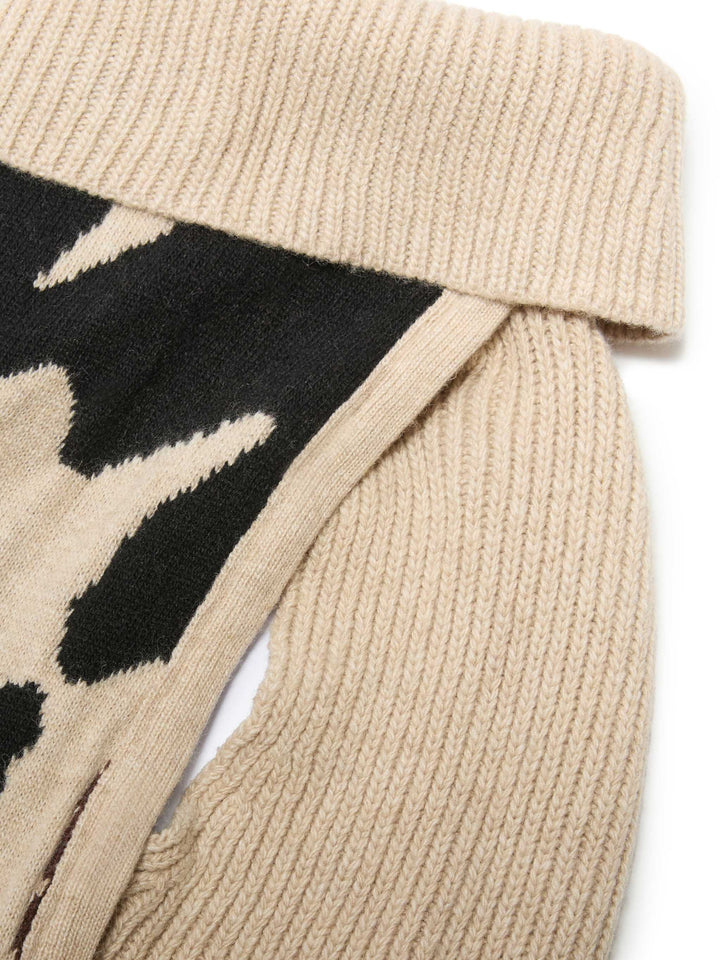 Dog sweater with cow skin jacquard and Cool Dog embroidery