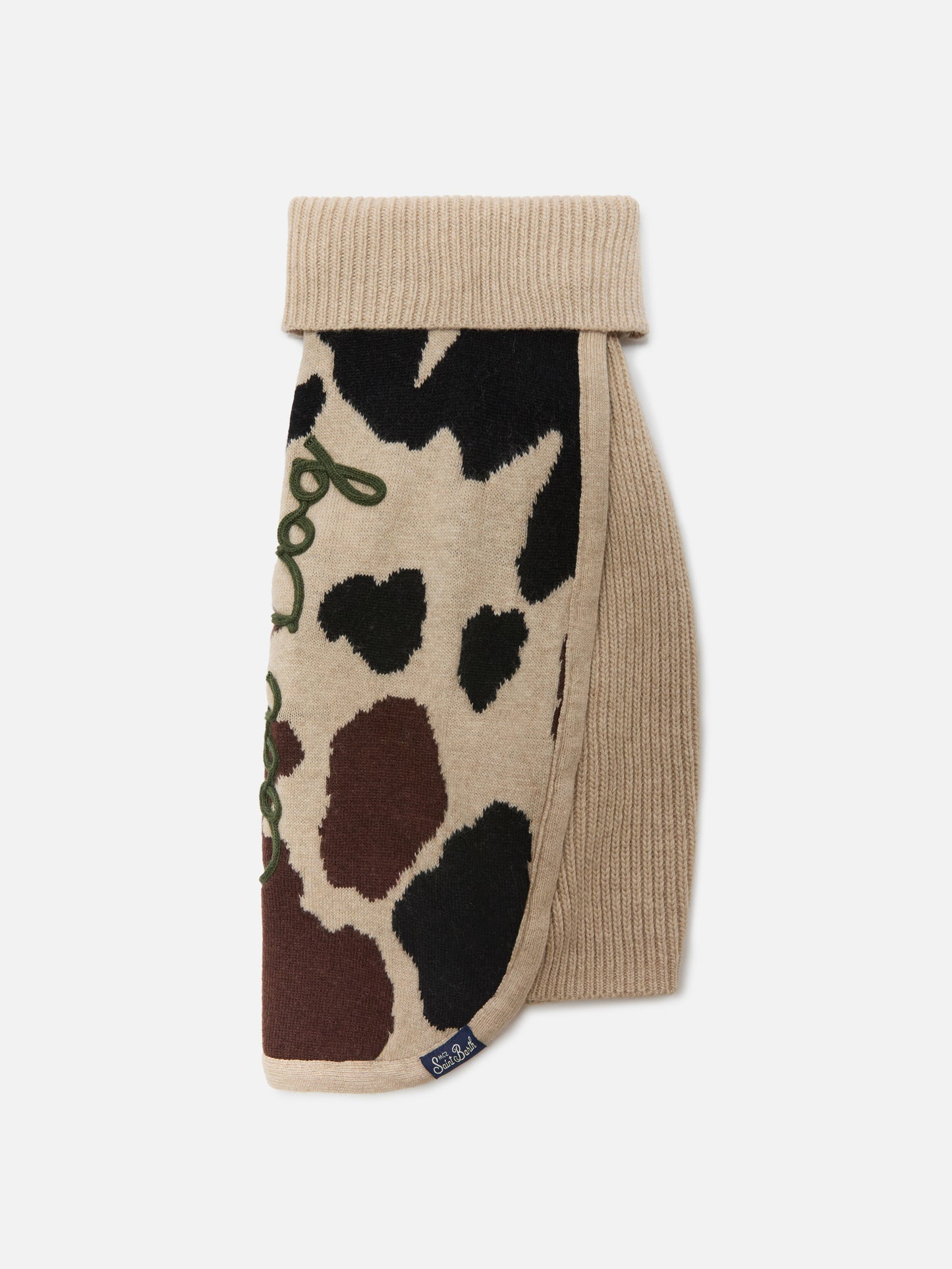 Dog sweater with cow skin jacquard and Cool Dog embroidery