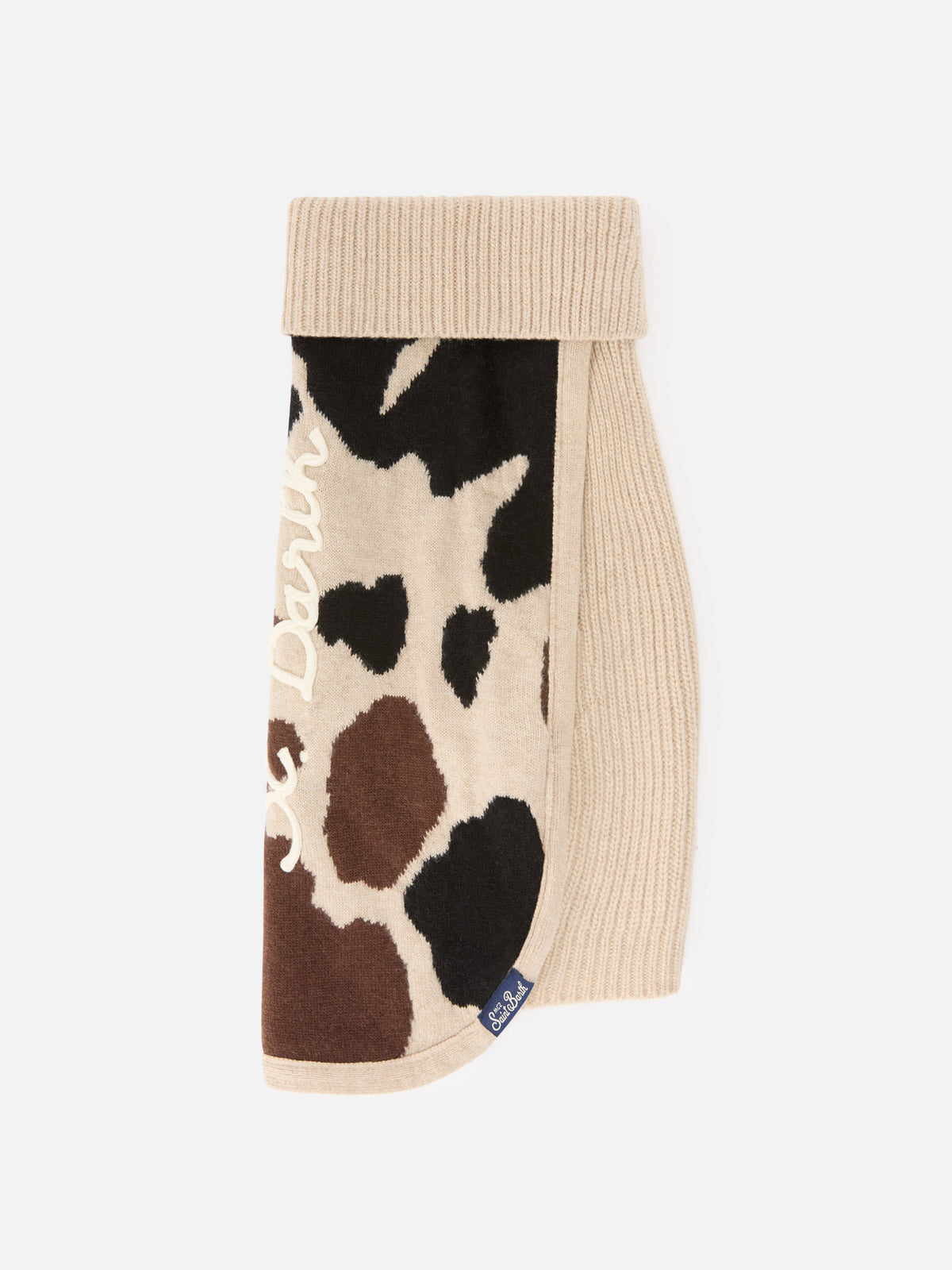 Pulldoger dog sweater with cow print and logo embroidery