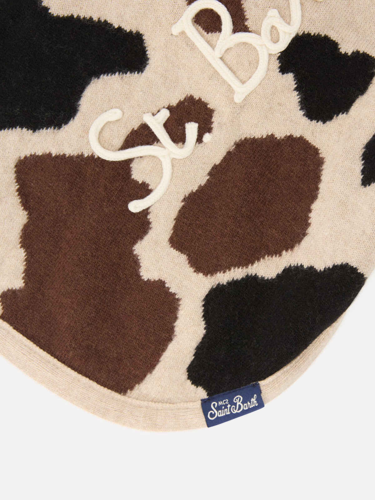 Pulldoger dog sweater with cow print and logo embroidery