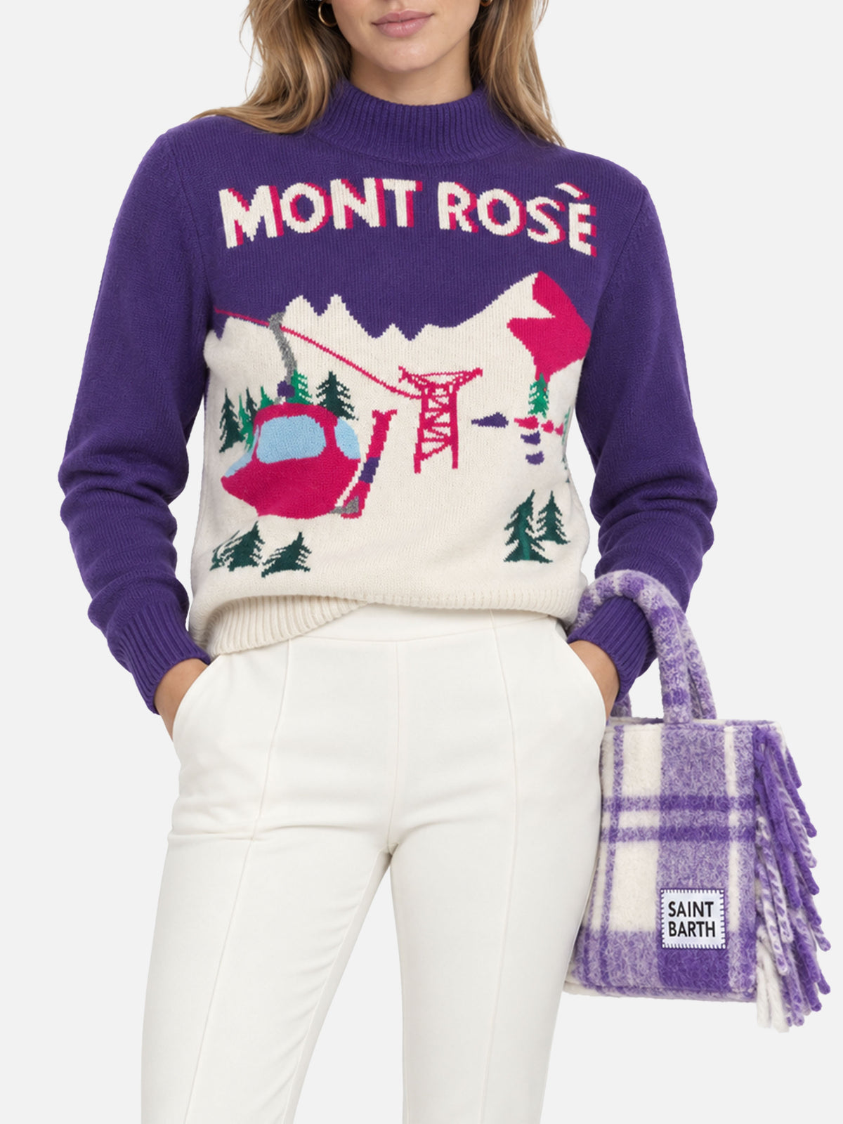 Maglia Peak in cashmere blend con cartolina Mont Rosè