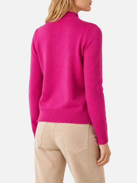 Fuchsia Peak sweater with Cortina print