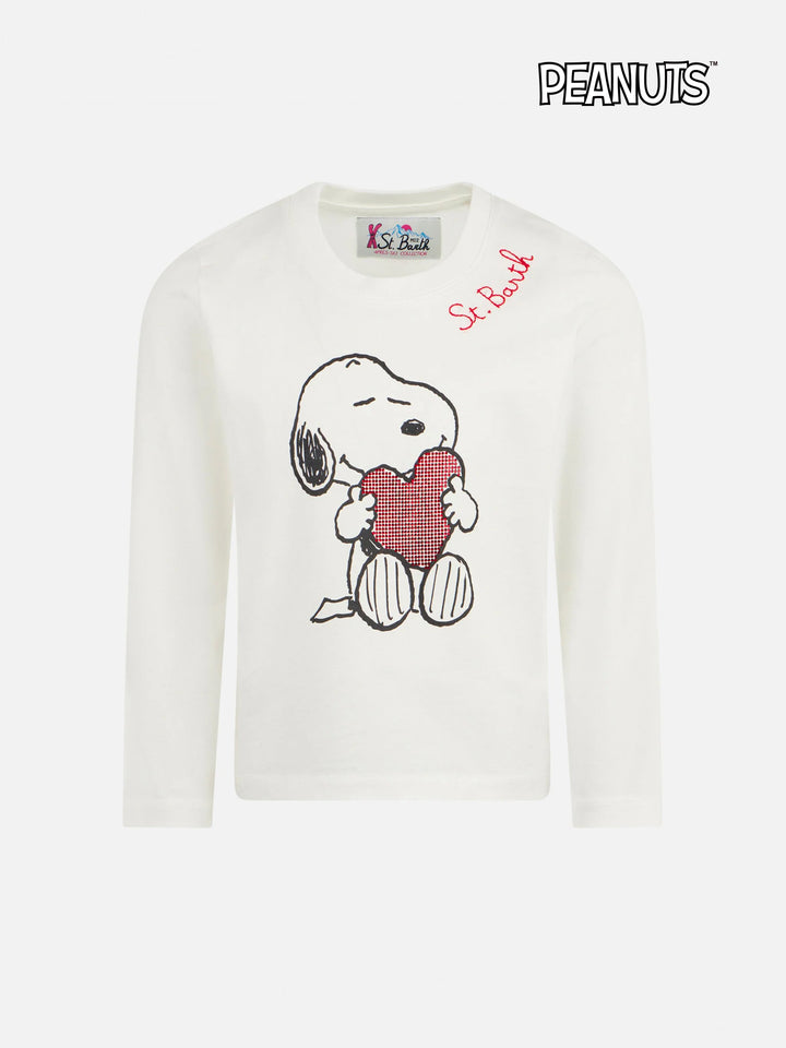 T-shirt da bambina in cotone pesante con stampa Snoopy in strass | EDIZIONE SPECIALE SNOOPY PEANUTS™
