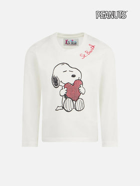 T-shirt da bambina in cotone pesante con stampa Snoopy in strass | EDIZIONE SPECIALE SNOOPY PEANUTS™