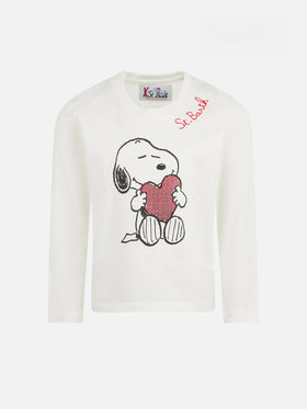 Girl heavy cotton t-shirt with Snoopy rhinestones print | SNOOPY PEANUTS™ SPECIAL EDITION