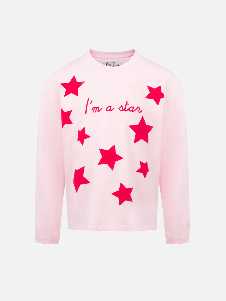 Girl pink long-sleeve t-shirt Penny with I'm a star embroidery