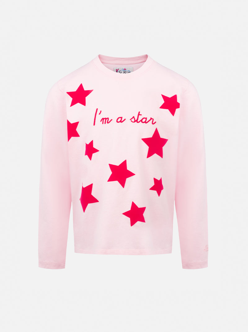 T-shirt rosa a maniche lunghe da bambina Penny con ricamo I'm a star