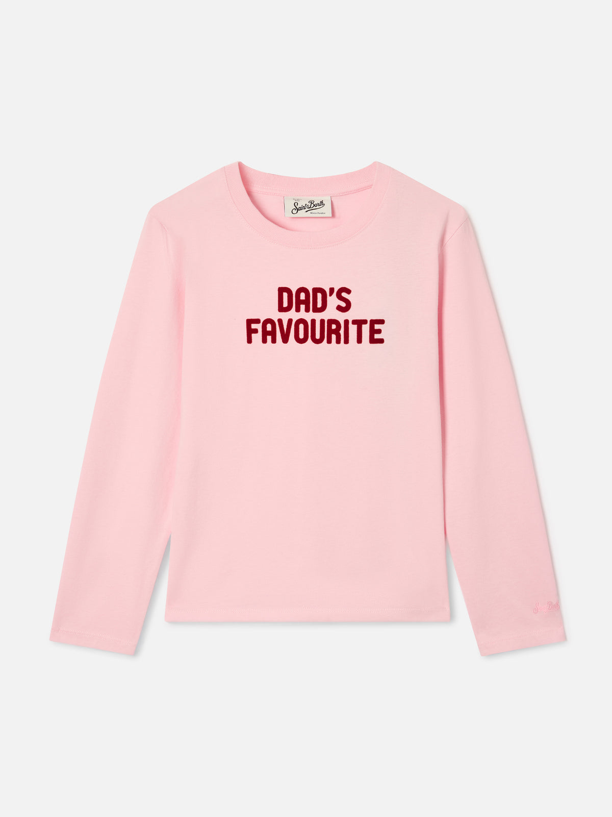 T-shirt Penny rosa a manica lunga in cotone con stampa flock Dad's Favourite