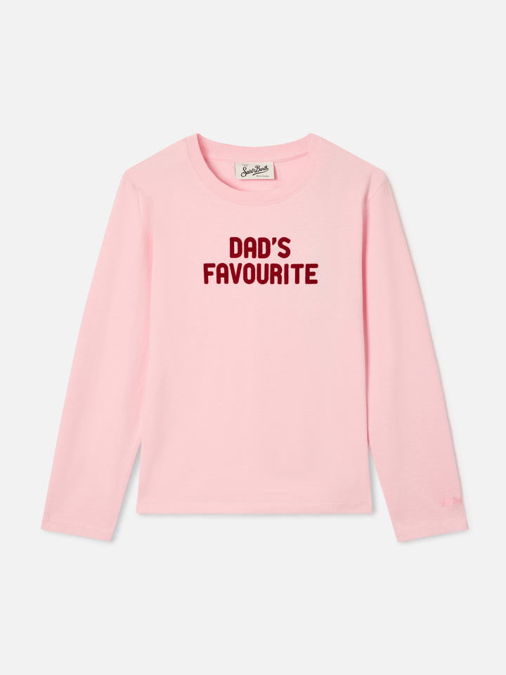Rosa Pink Penny Langarm-T-Shirt aus Baumwolle mit Dad's Favourite Flockprint 