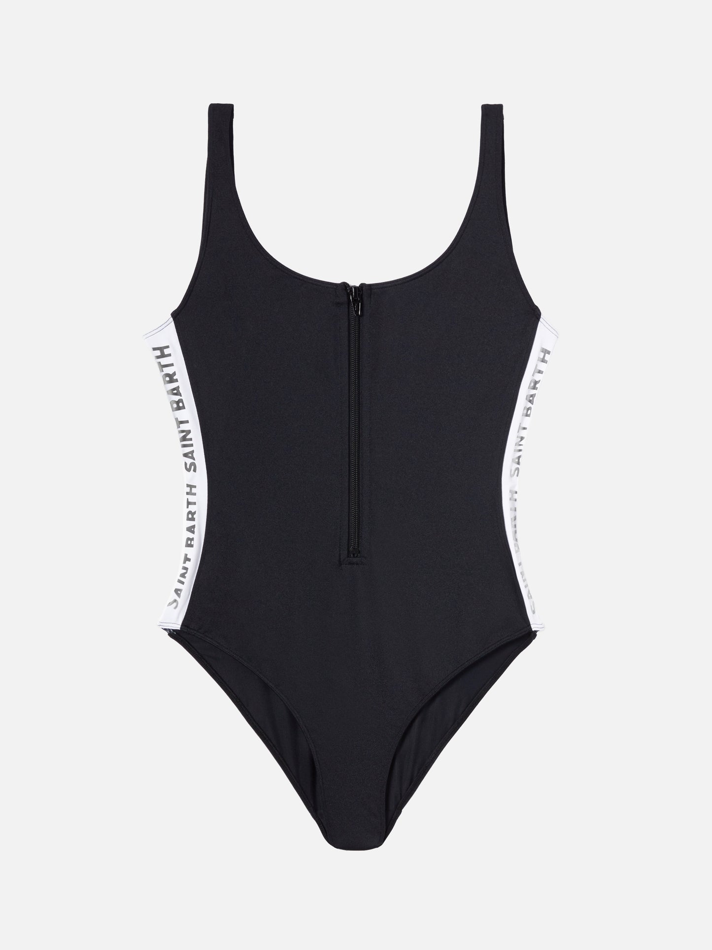 Perry scoopback one-piece swimsuit with logo tape