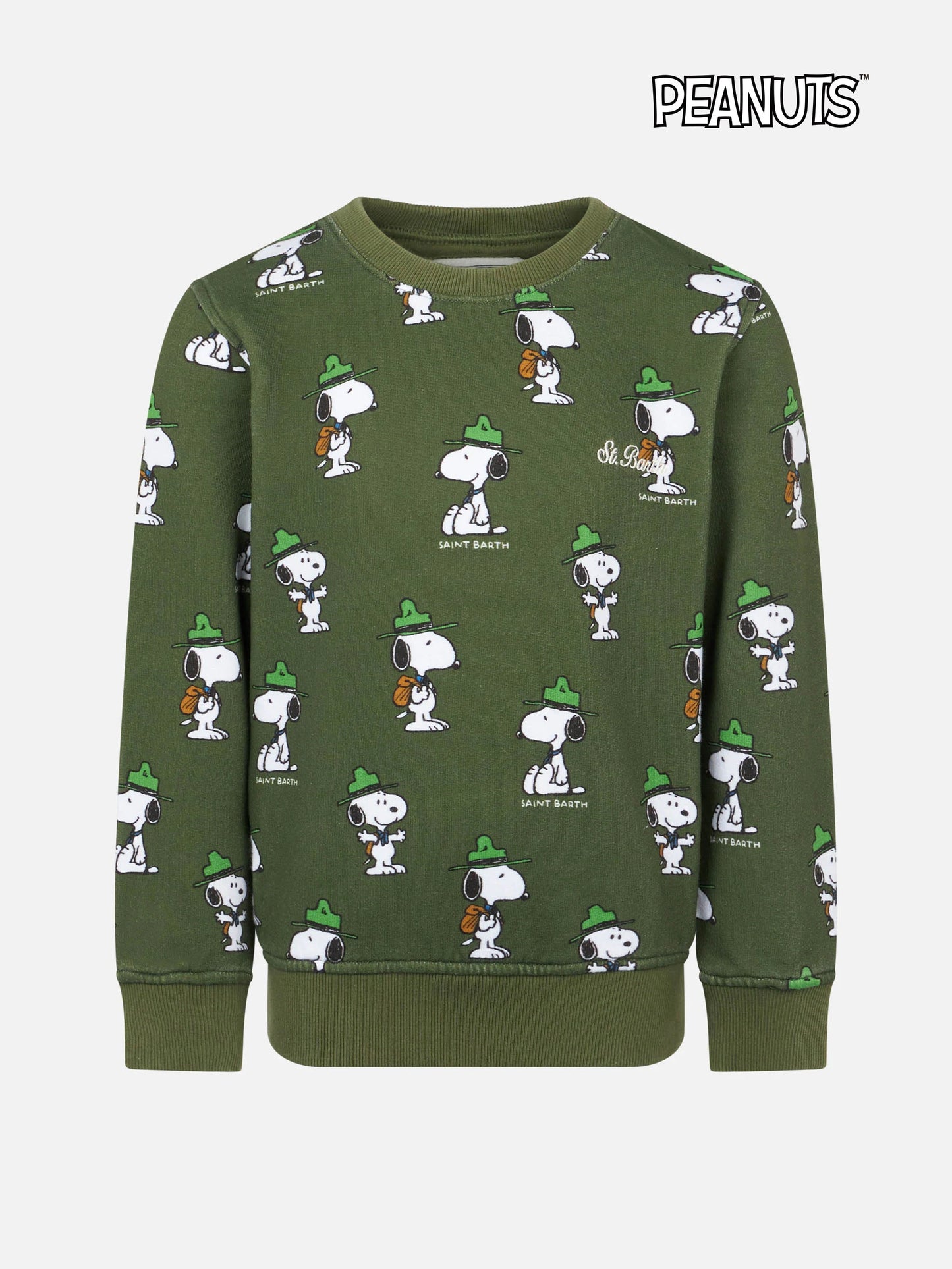 Felpa da bambino girocollo verde con stampa Snoopy | EDIZIONE SPECIALE SNOOPY PEANUTS™
