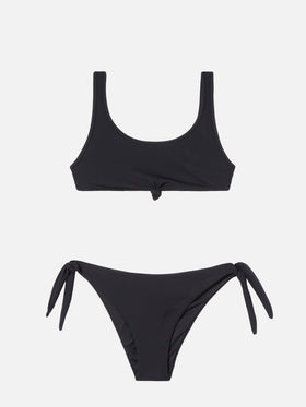 Black ribbed bralette bikini Petra Yali with front knot