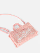 Pink tweed Phone Bag with Saint Barth logo embroidery