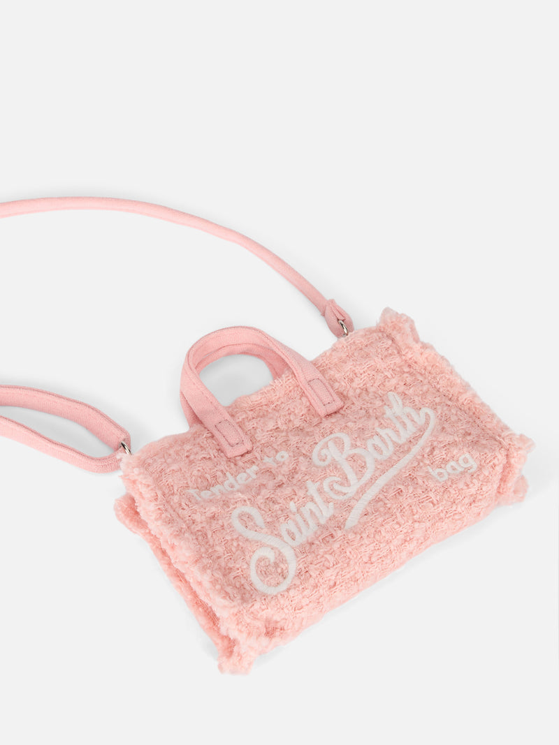 Rosa Tweed-Telefontasche mit Saint Barth-Logostickerei