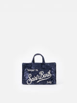 Navy blue chenille Phone Bag with Saint Barth logo embroidery