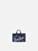 Navy blue chenille Phone Bag with Saint Barth logo embroidery