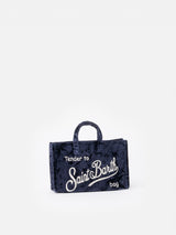 Navy blue chenille Phone Bag with Saint Barth logo embroidery