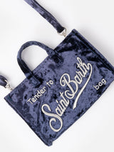 Navy blue chenille Phone Bag with Saint Barth logo embroidery