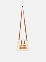 White teddy fabric Phone Bag with Saint Barth logo embroidery