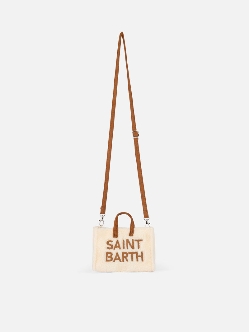 Borsa per telefono in tessuto teddy bianco con ricamo del logo Saint Barth