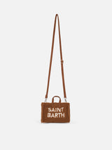 Telefontasche aus braunem Teddystoff mit Saint Barth-Logostickerei