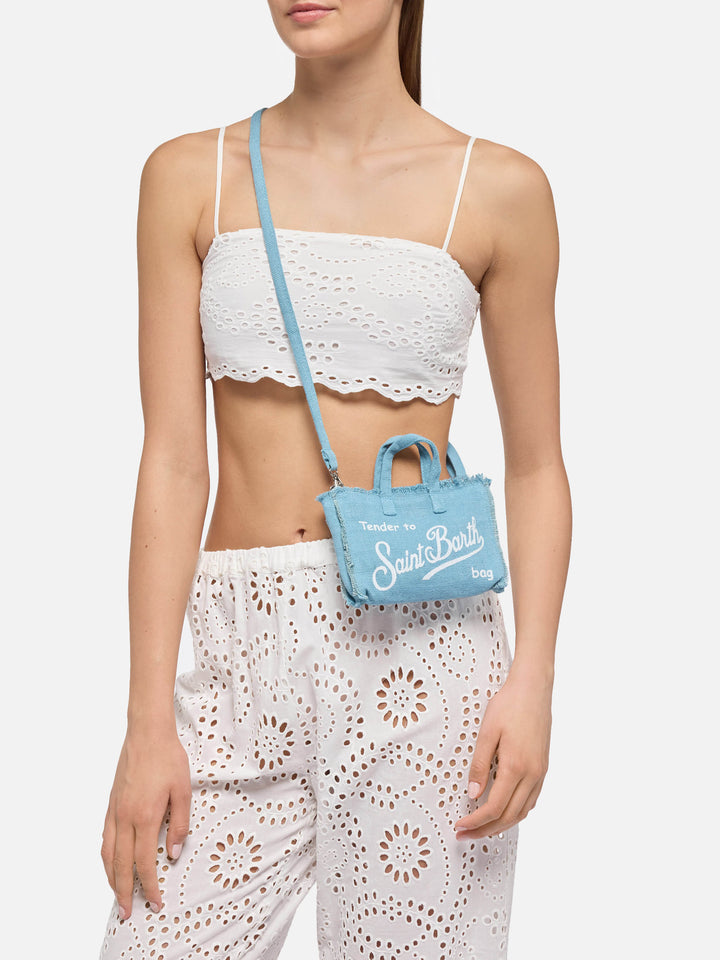 Phone Bag in lino azzurro