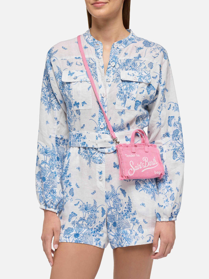 Phone Bag in lino rosa
