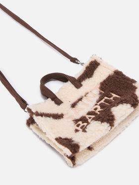 Mini Phone Bag Teddy in cow-print sherpa