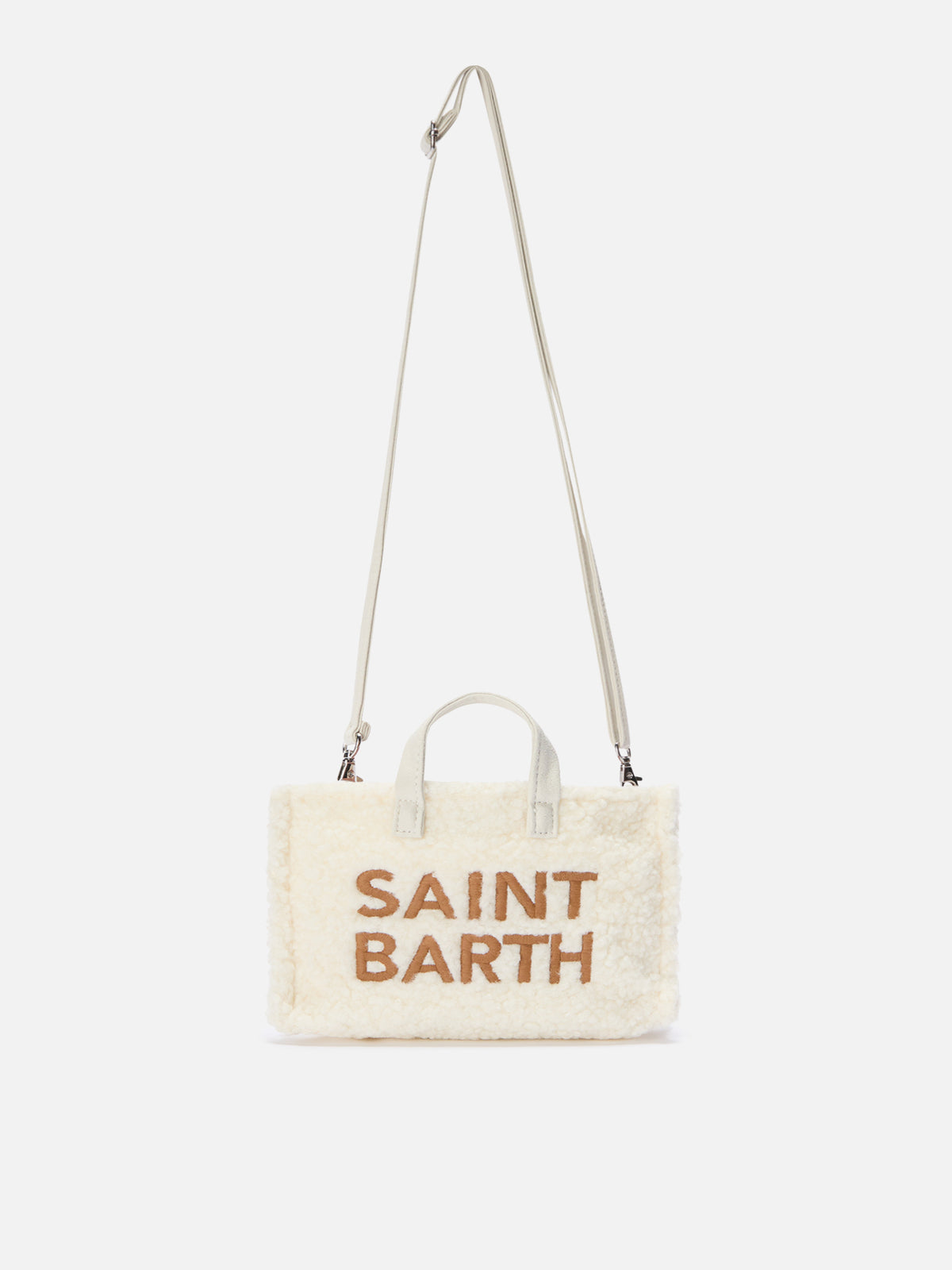 Sac téléphone Off white en tissu teddy avec broderie logo 
