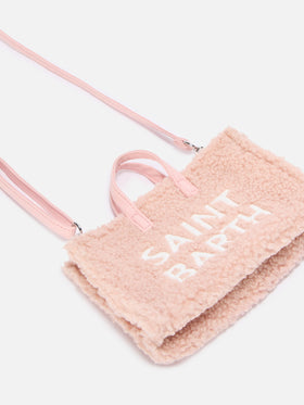 Mini Phone Bag Teddy in pink sherpa