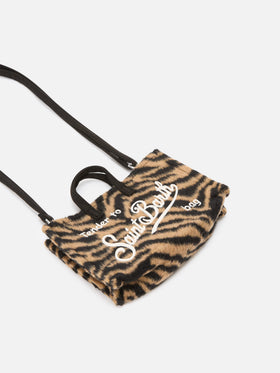 Phone Bag aus Filz mit Zebra-Print 