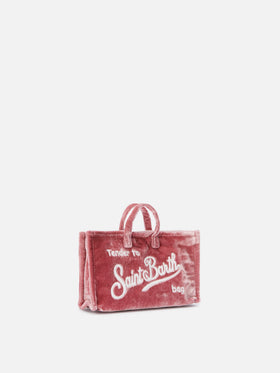 Sac pour téléphone rose en velours avec logo brodé 