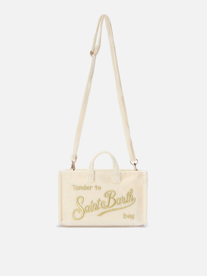 Mini Phone Bag Velvet in white velvet