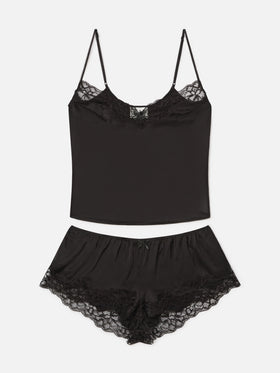 Black Pilar top and shorts set with lace